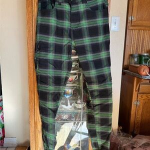 Amazon Men's Green and Black Checkered Pants